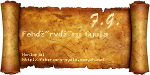 Fehérváry Gyula névjegykártya